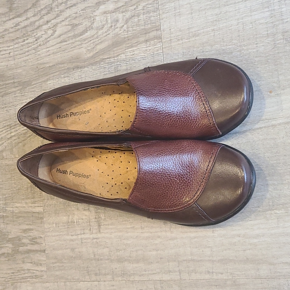 Hush puppies, womens brown leather 2 tone shoes, Size 8 style H500438